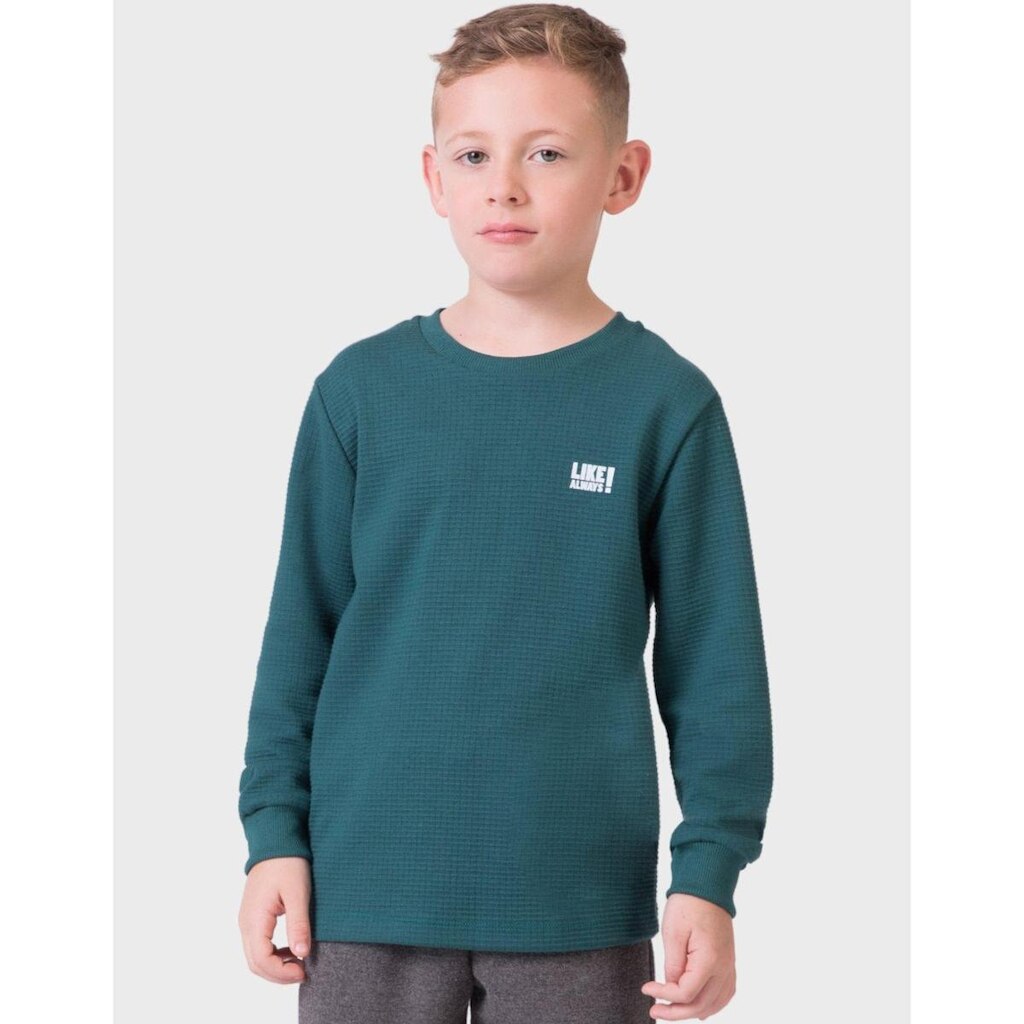Camiseta Texturizada Com Punho Inverno Elegante Dia a Dia Frio Nova Moda - Menino 4 a 14 anos