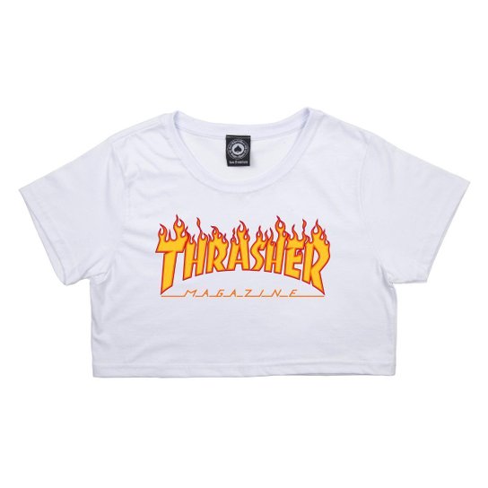 Camiseta Thrasher Flame Logo Crop Girl