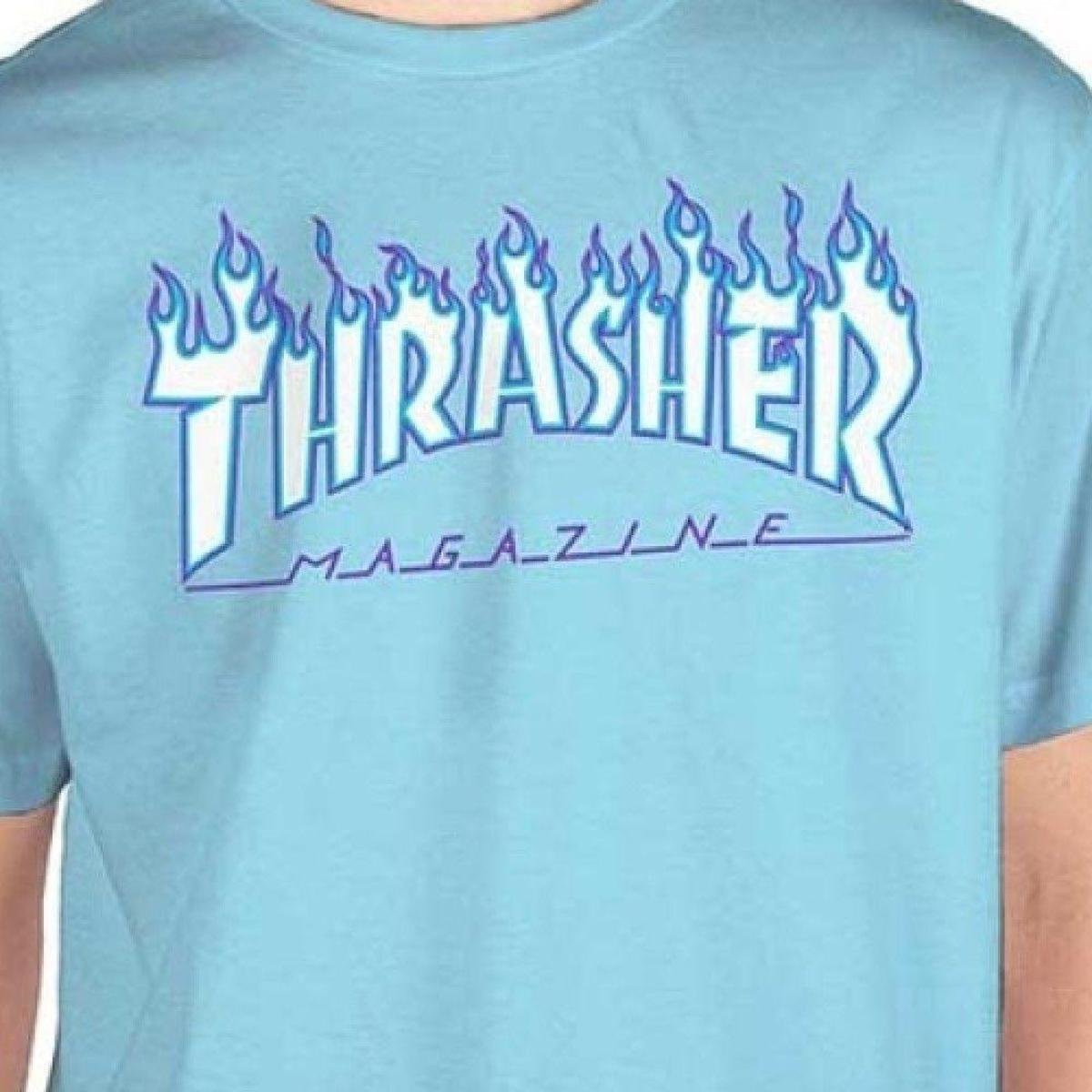Camiseta Thrasher Flame Sky Blue - Tienda Thrasher
