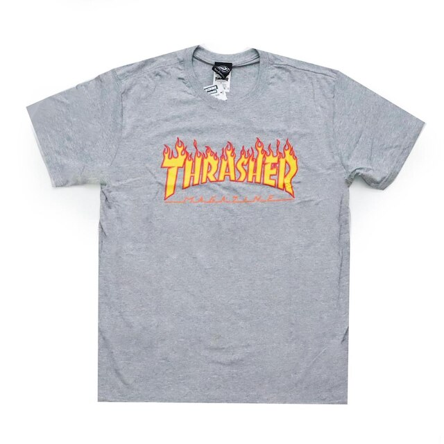 Camiseta Thrasher Magazine Classic Flame - Cinza Mescla