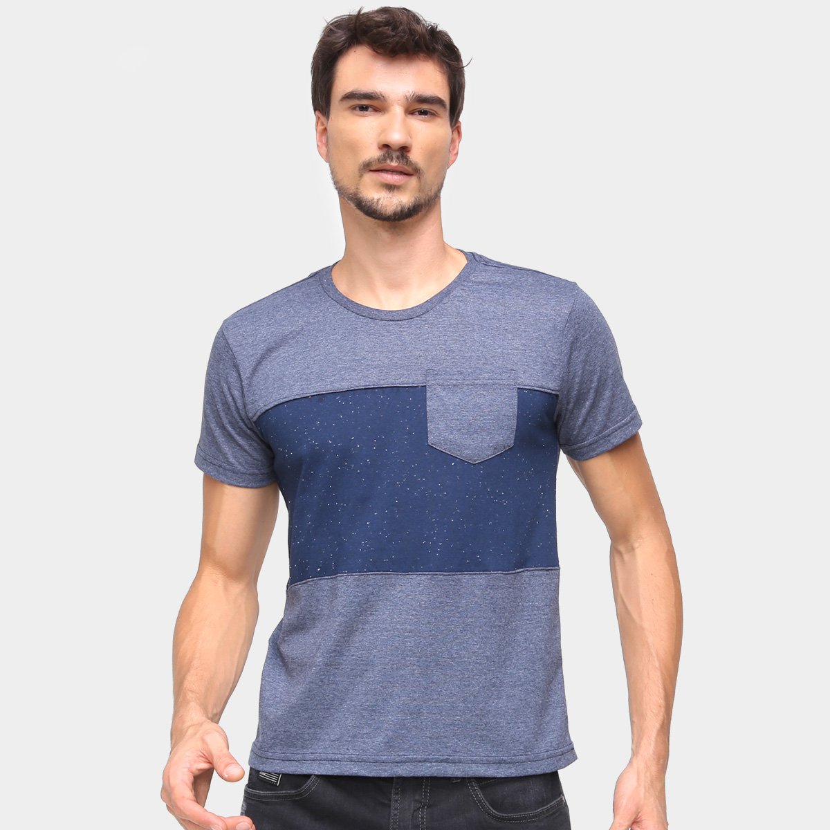 Camiseta Three Hands Bicolor Masculina - Marinho Menor preço em Camiseta Three Hands Bicolor Masculina - Marinho