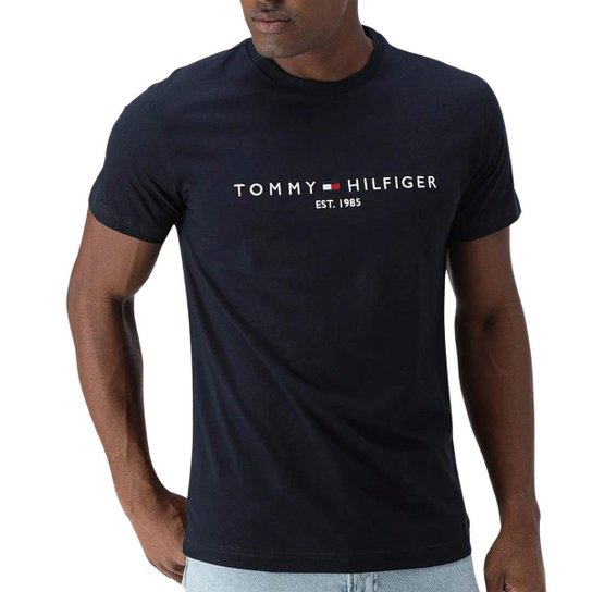 Camiseta Tommy Hilfiger Clássica Logo Tee Azul Marinho Zattini