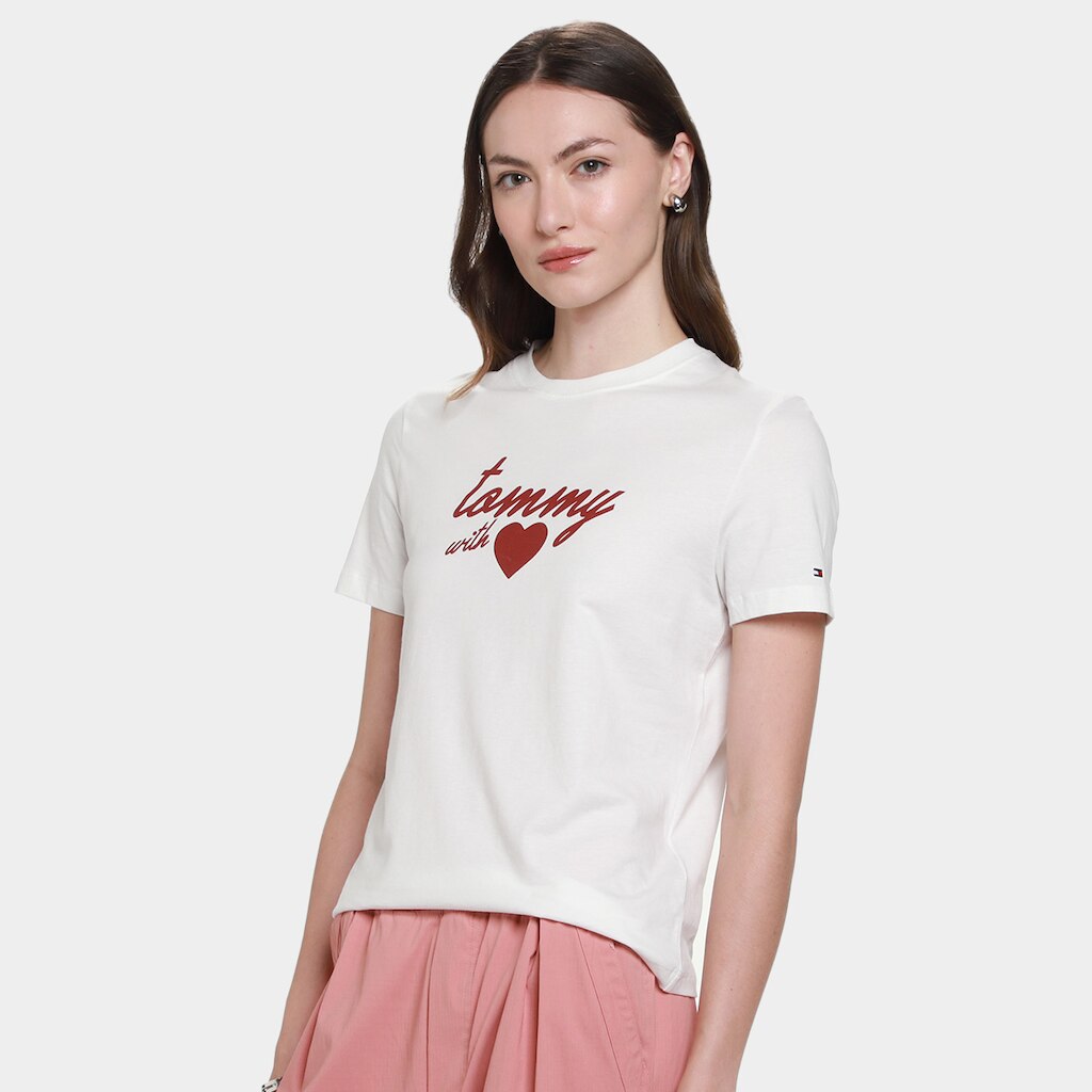 Camiseta Tommy Hilfiger Jersey Reg Love C-Nk Feminina