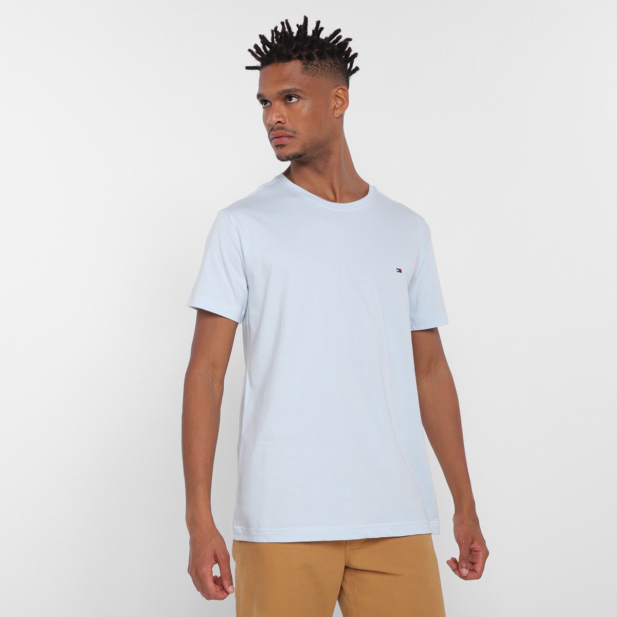 Camiseta Tommy Hilfiger Lisa Masculina - Azul Claro Menor preço em Camiseta Tommy Hilfiger Lisa Masculina - Azul Claro