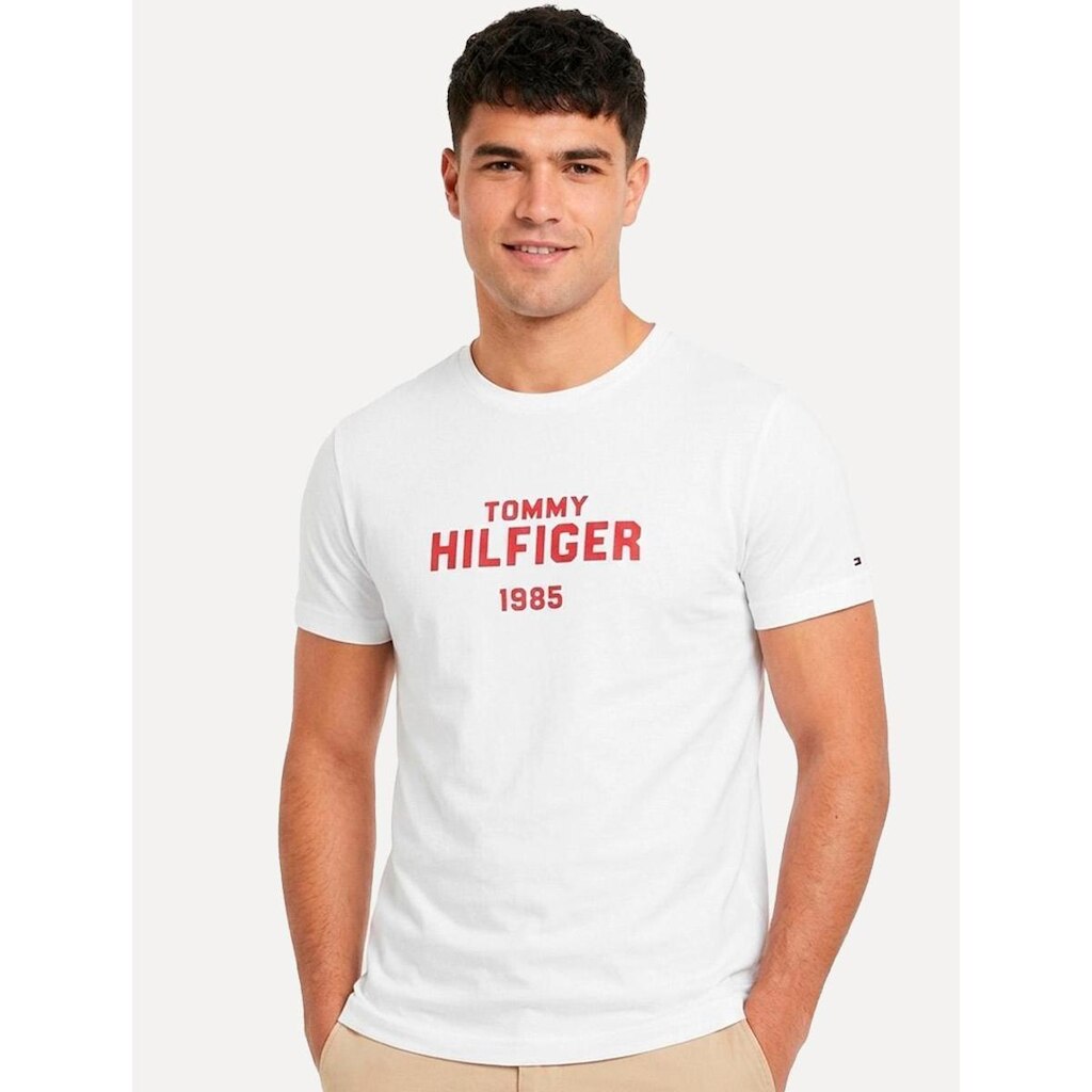 Camiseta Tommy Hilfiger Masculina Arch Logo 1985 Branca