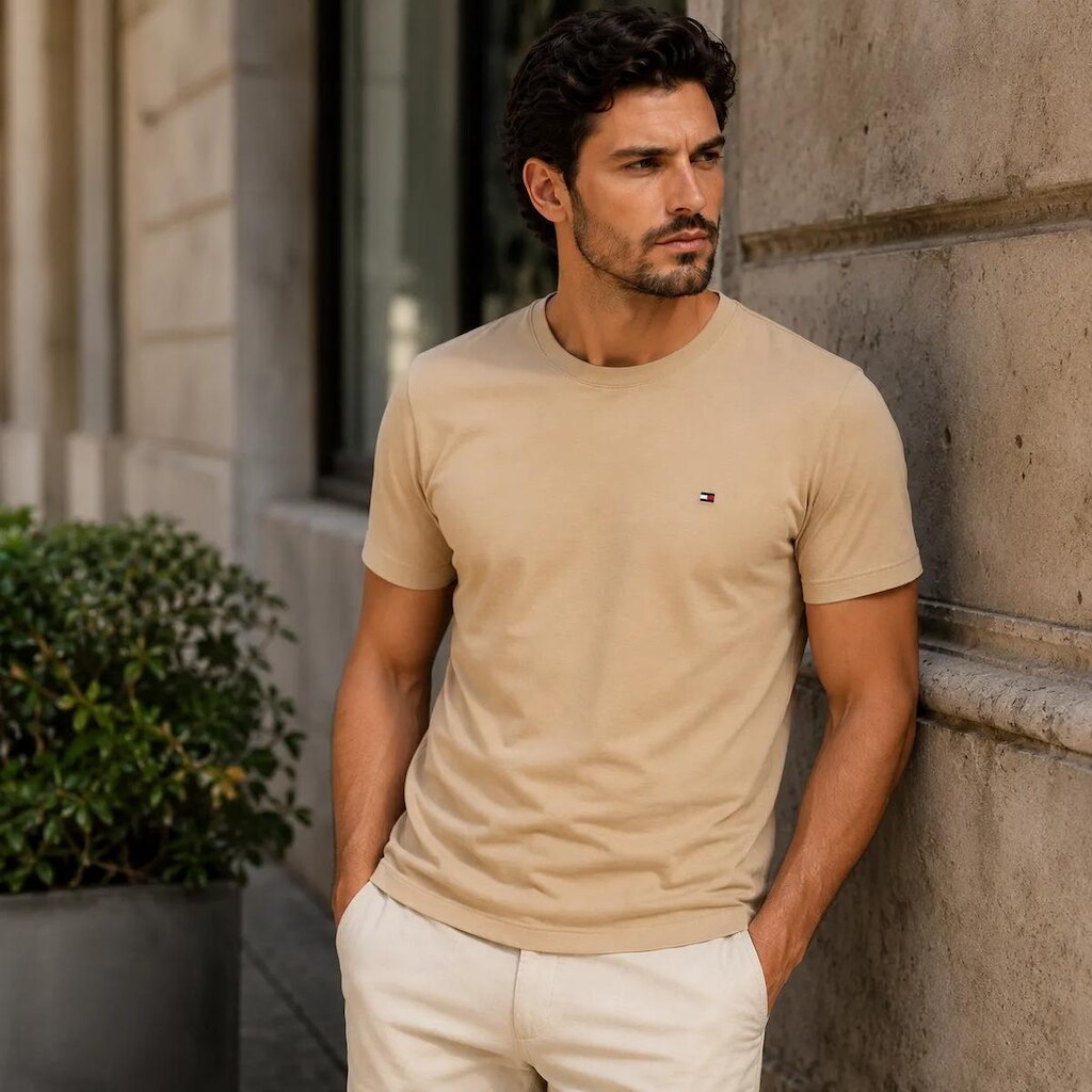 Camiseta Tommy Hilfiger Pima bege
