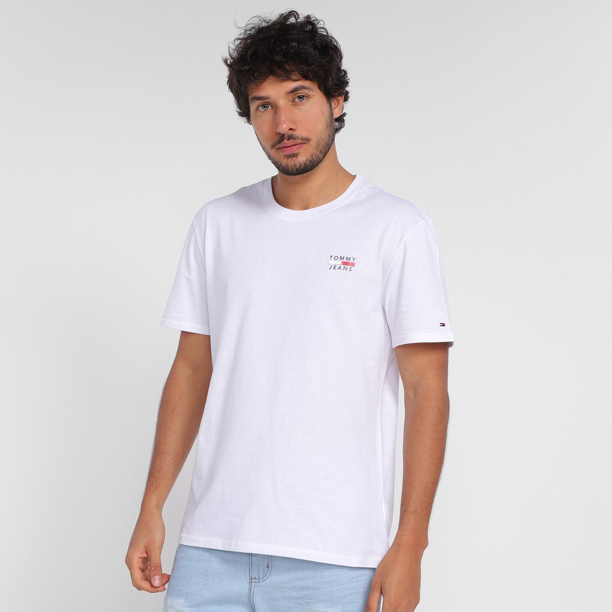 Camiseta Tommy Jeans Logo Masculina - Branco Menor preço em Camiseta Tommy Jeans Logo Masculina - Branco