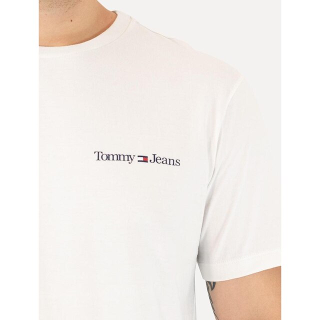 Camiseta Tommy Jeans Masculina Classic Linear Chest Off-White