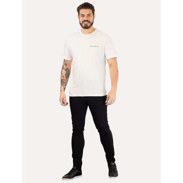 Camiseta Tommy Jeans Masculina Classic Linear Chest Off-White