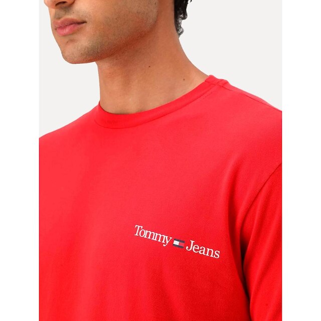 Camiseta Tommy Jeans Masculina Classic Linear Chest Vermelha
