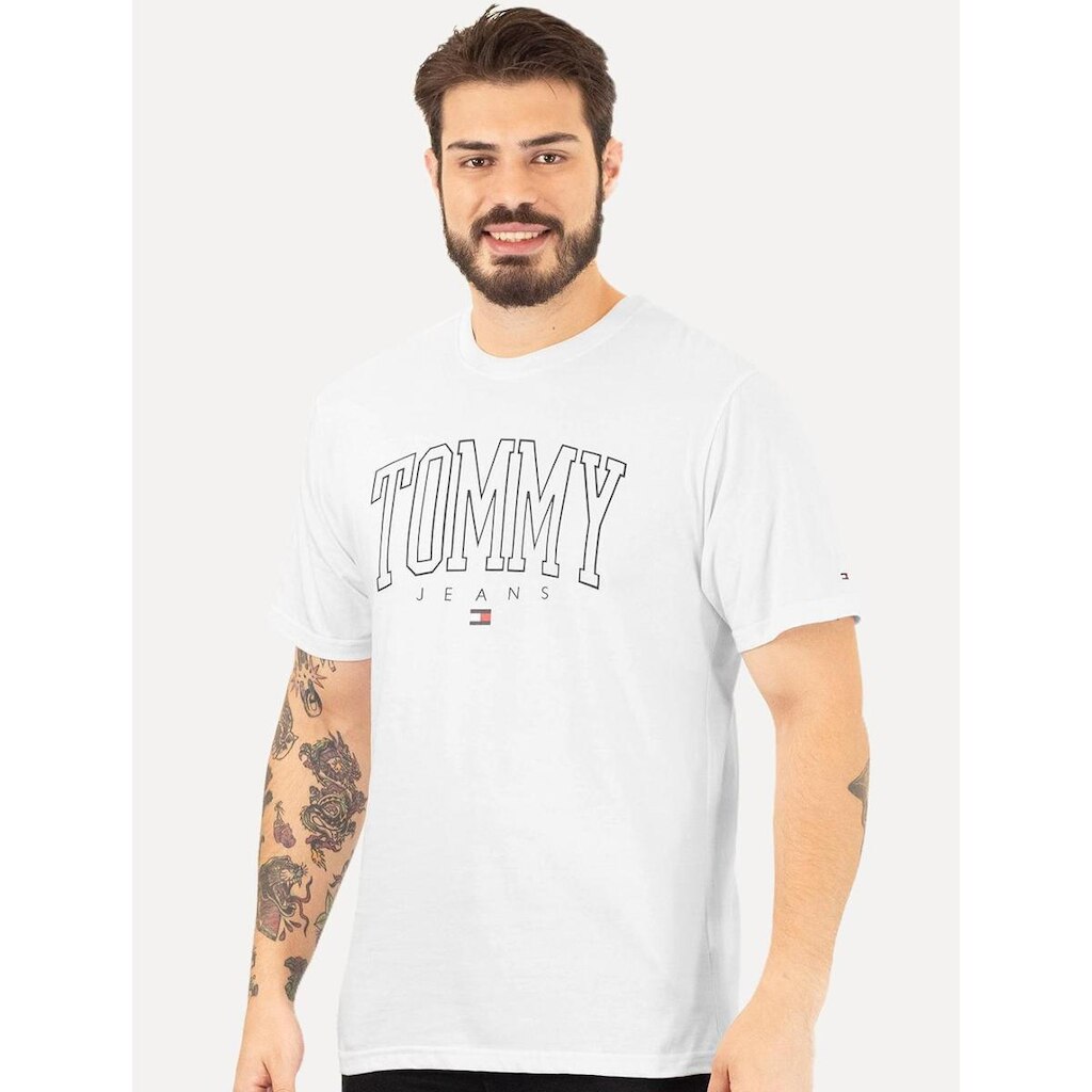 Camiseta Tommy Jeans Masculina College Graphic Branca