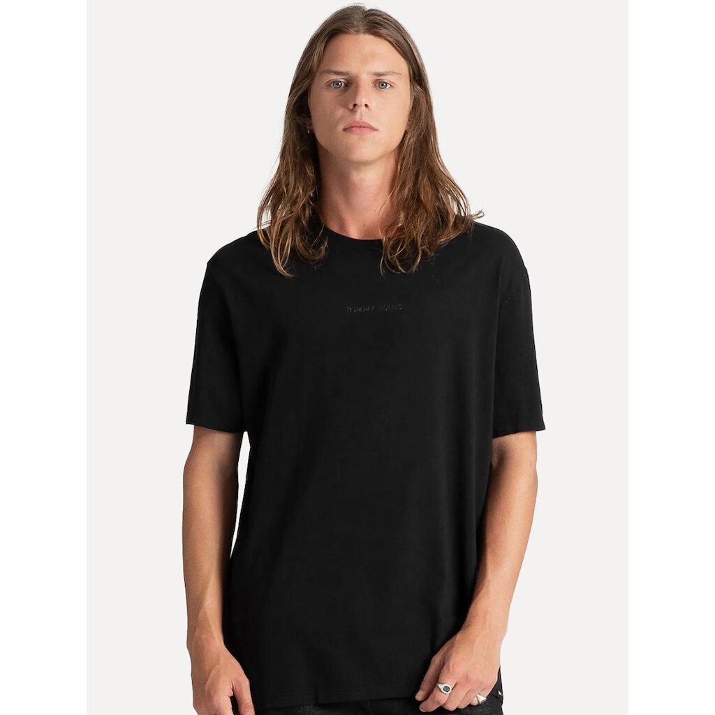 Camiseta Tommy Jeans Masculina Linear Gel Preto