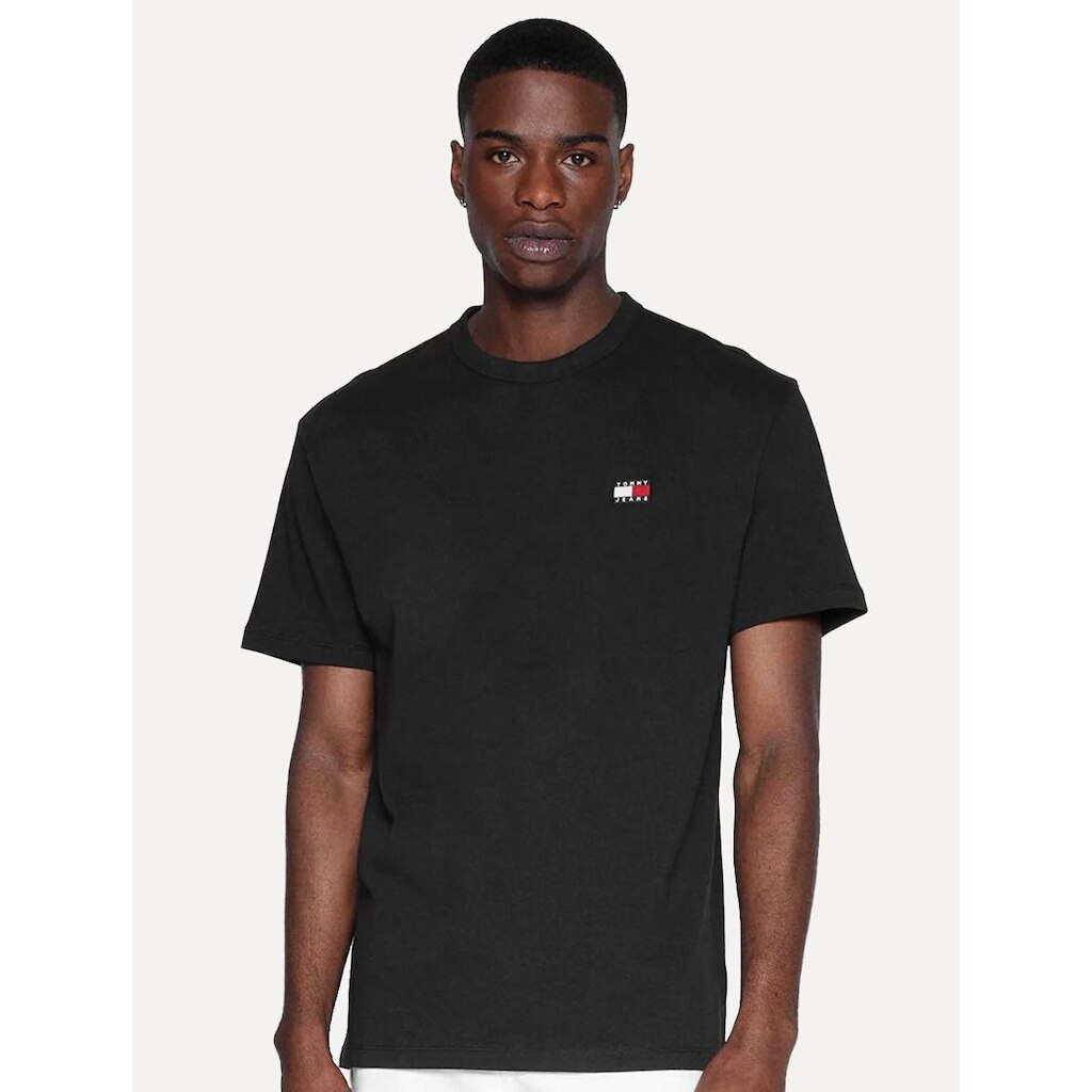 Camiseta Tommy Jeans Masculina Regular Flag Badge Tee Preta