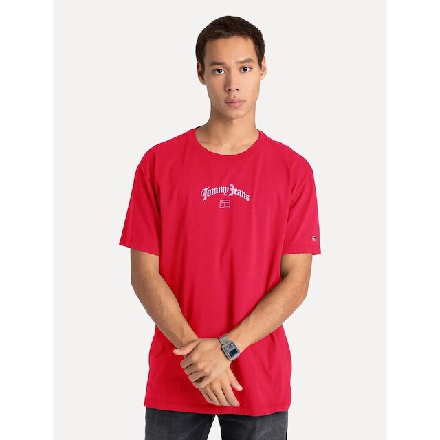 Camiseta Tommy Jeans Masculina Regular Grunge Arch Vermelha