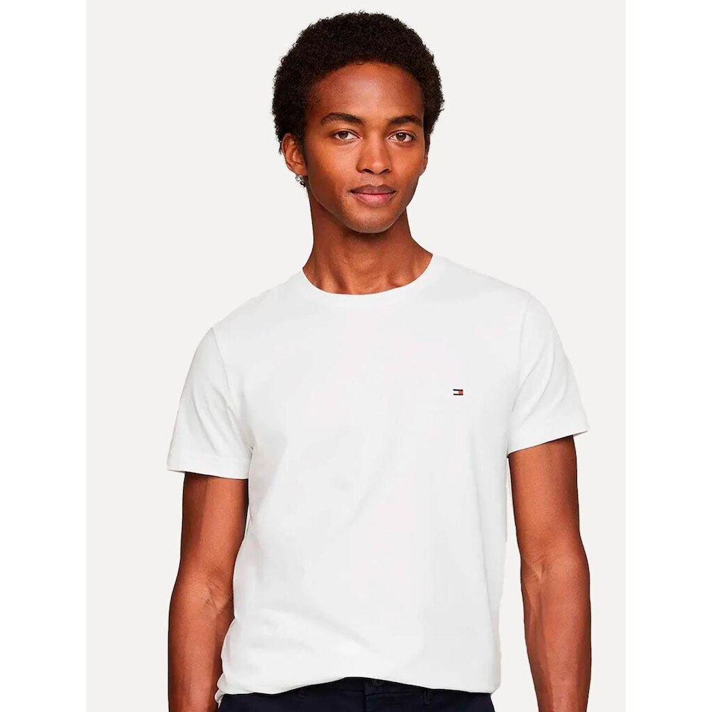Camiseta Tommy Jeans Masculina Regular Jersey C-Neck Flag Branca