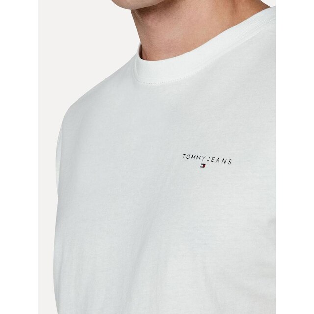 Camiseta Tommy Jeans Masculina Slim Linear Chest Branca