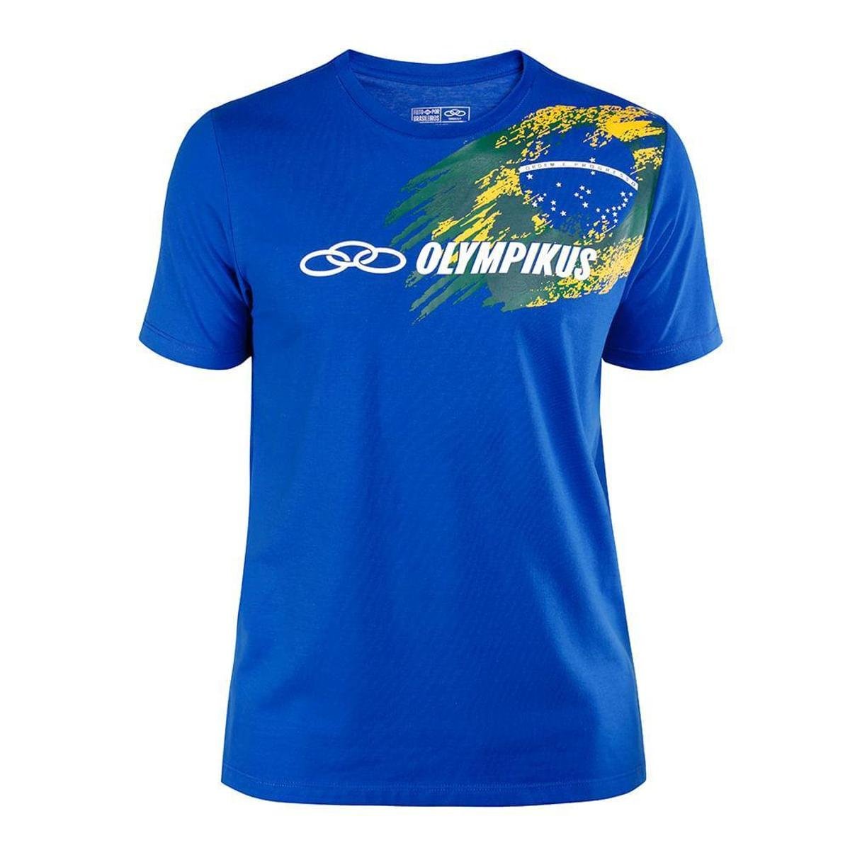 Camiseta Torcedor Estampada Masculina Olympikus - Azul Menor preço em Camiseta Torcedor Estampada Masculina Olympikus - Azul