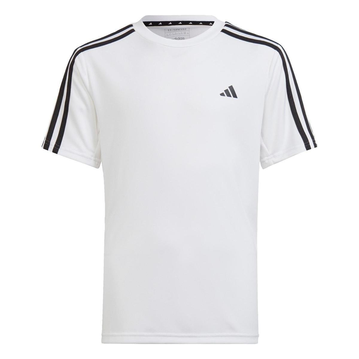 Camiseta Train Essentials AEROREADY 3-Stripes Regular Fit Adidas - Branco+Preto Menor preço em Camiseta Train Essentials AEROREADY 3-Stripes Regular Fit Adidas - Branco+Preto