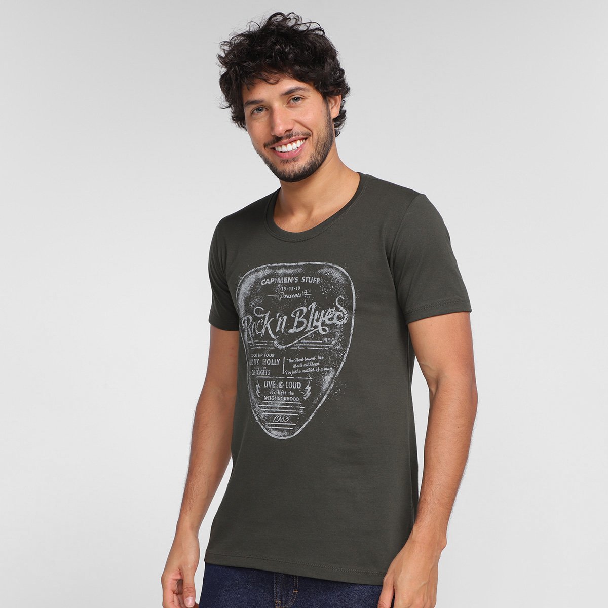 Camiseta Tribo Santa Estampada Masculina - Verde Menor preço em Camiseta Tribo Santa Estampada Masculina - Verde