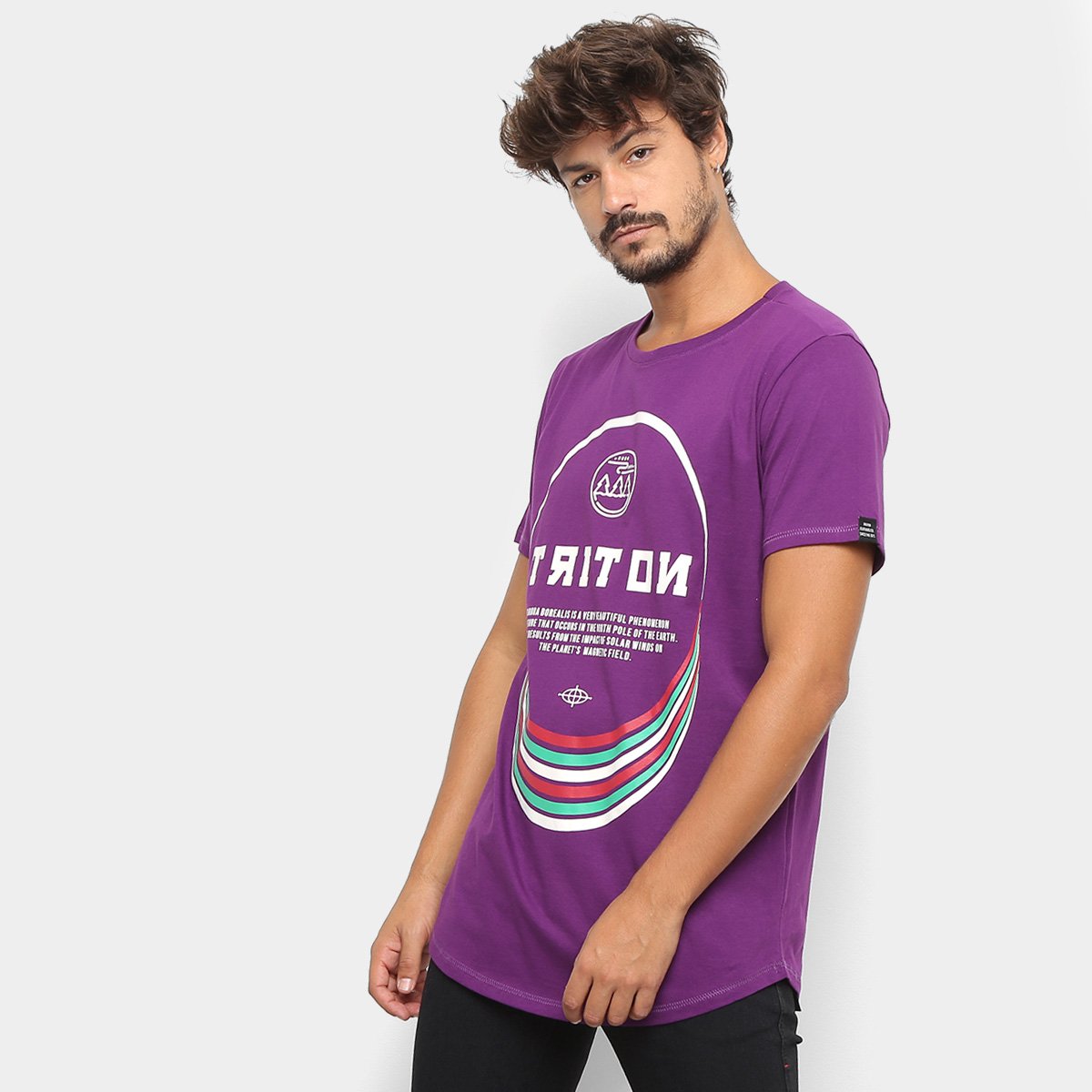 Camiseta Triton Estampada Oversized Masculina - Roxo Menor preço em Camiseta Triton Estampada Oversized Masculina - Roxo