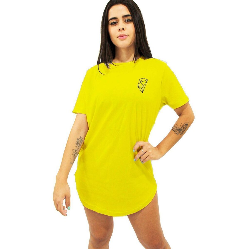 Camiseta Tropicaos Alongada Slim Feminino