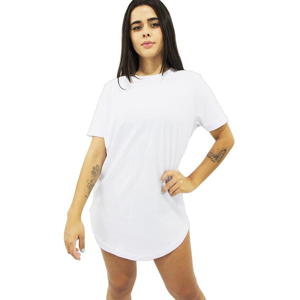 Camiseta Tropicaos Longline Slim Feminino