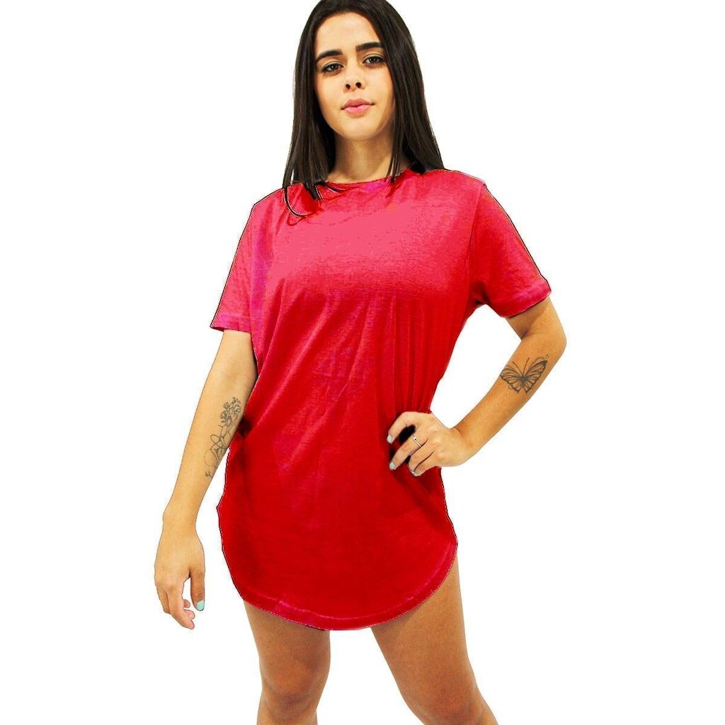 Camiseta Tropicaos Longline Slim Feminino
