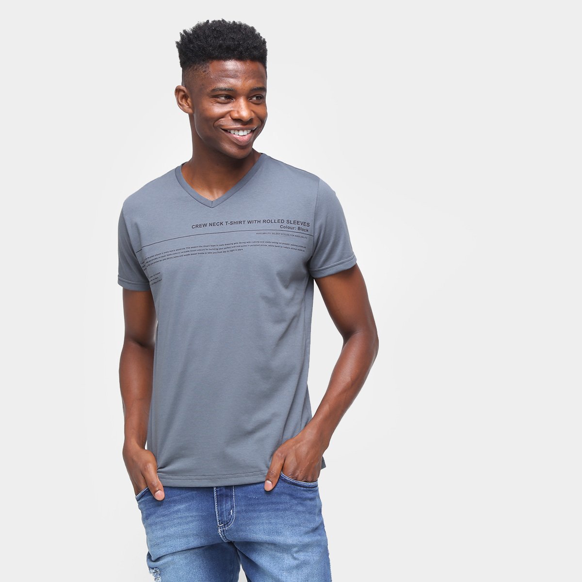 Camiseta Ultimato Estampada Gola V Masculina - Chumbo é boa?