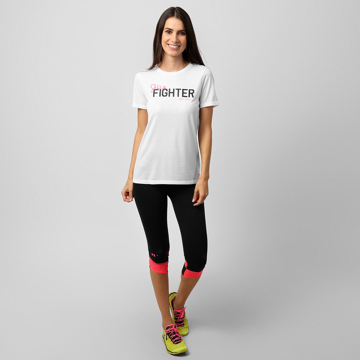 Camiseta Under Armour PIP She s a Fighter Branco Zattini