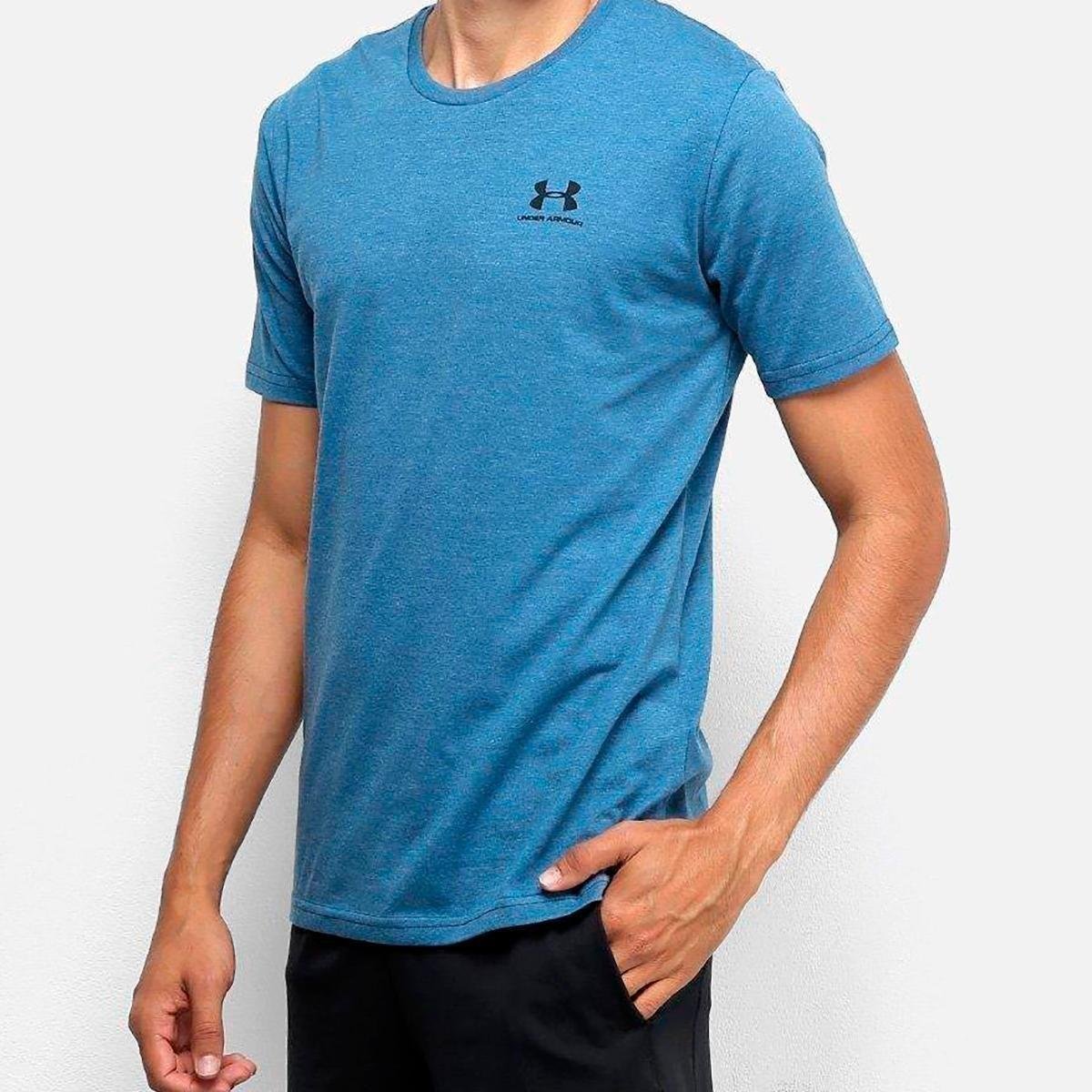 Camiseta Under Armour Sportstyle Left Chest Ss Masculina - Azul Petróleo e Preto - P Menor preço em Camiseta Under Armour Sportstyle Left Chest Ss Masculina - Azul Petróleo e Preto - P
