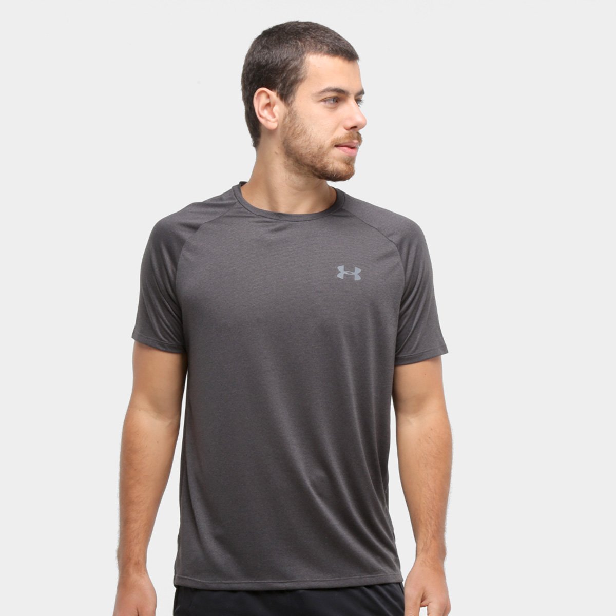Camiseta Under Armour Tech 2.0 Ss Masculina - Preto+Cinza Menor preço em Camiseta Under Armour Tech 2.0 Ss Masculina - Preto+Cinza