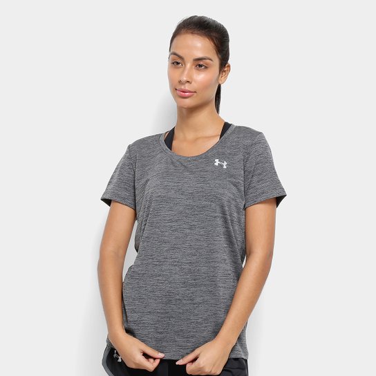 Camiseta Under Armour Tech Twist Ss Feminina - Cinza+Prata