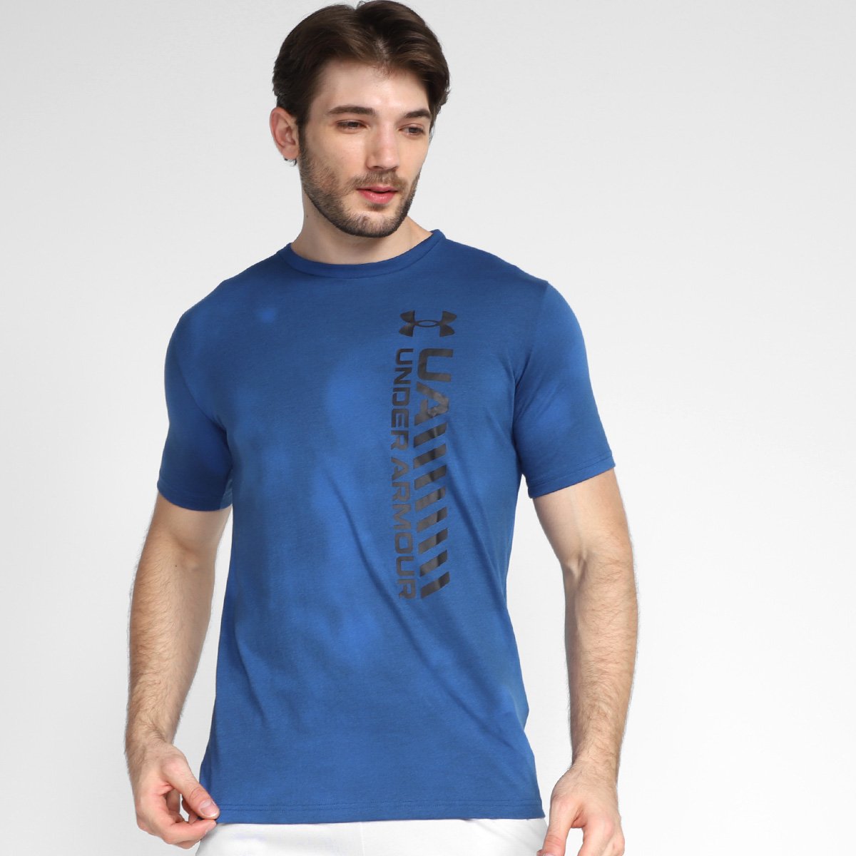Camiseta Under Armour Vertical Afterburn Echo Masculina - Azul+Preto Menor preço em Camiseta Under Armour Vertical Afterburn Echo Masculina - Azul+Preto