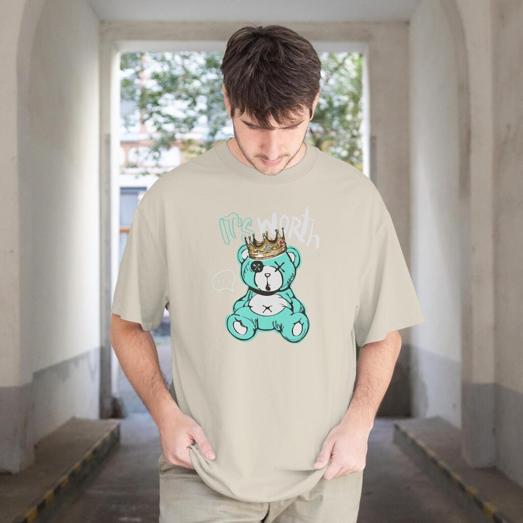 Camiseta Unissex Casual Manga Curta Urso Rei Leve e Confortável em Algodão do P ao G1