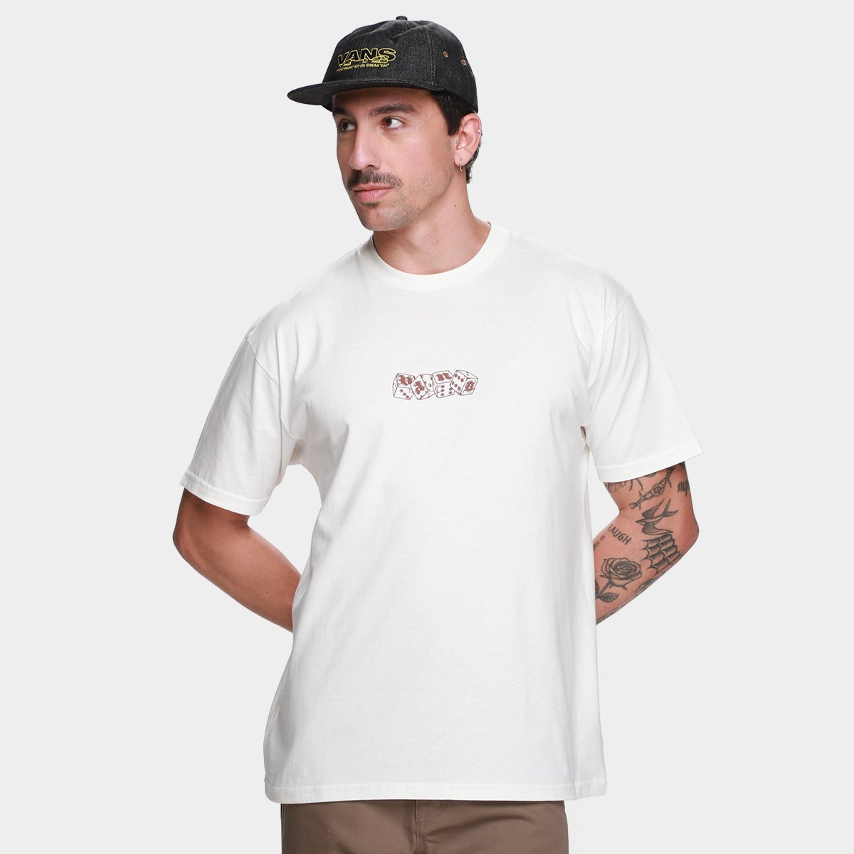 Camiseta Vans No Dice Masculina Menor preço em Camiseta Vans No Dice Masculina