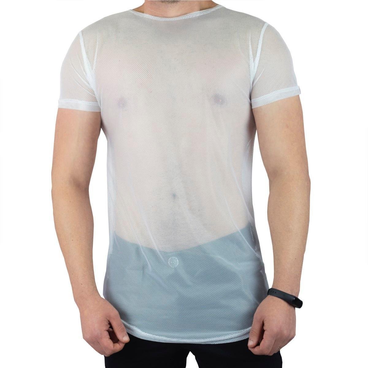 Camiseta VcStilo Longline Tela Transparente Masculina - Branco Menor preço em Camiseta VcStilo Longline Tela Transparente Masculina - Branco
