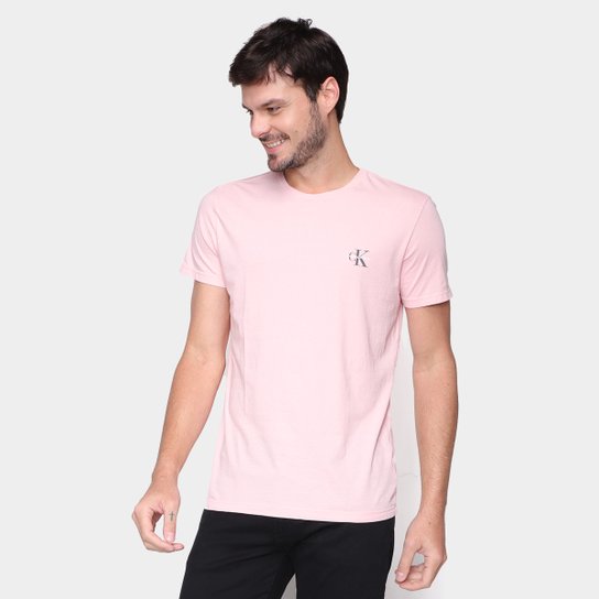 Camisetas Calvin Klein Masculino MC Gola Careca ES6 CCS TM7 T11-CKJM103 - Rosa