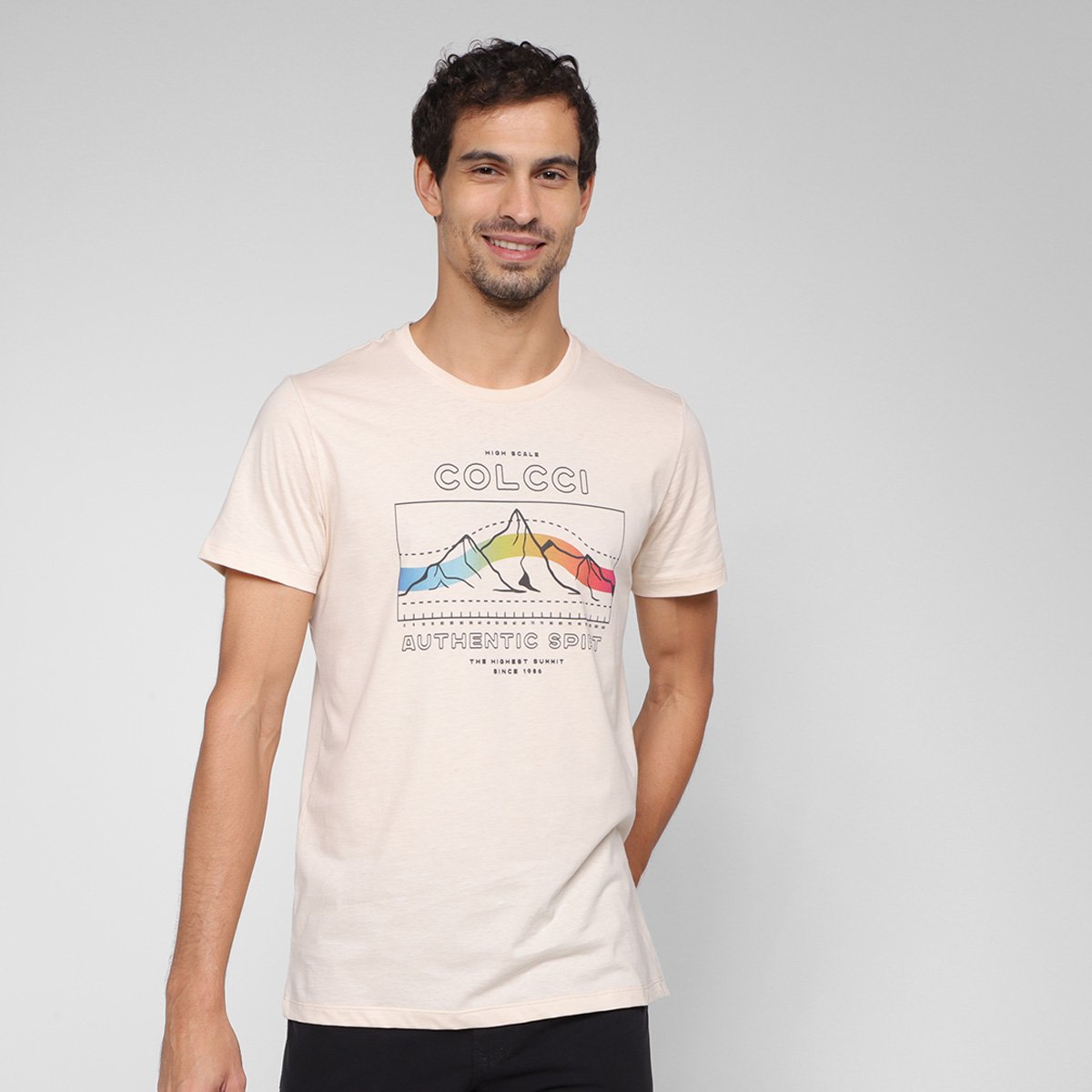 Camisetas Colcci Masculino Estampada 350110024-58549350110024 - Bege Menor preço em Camisetas Colcci Masculino Estampada 350110024-58549350110024 - Bege