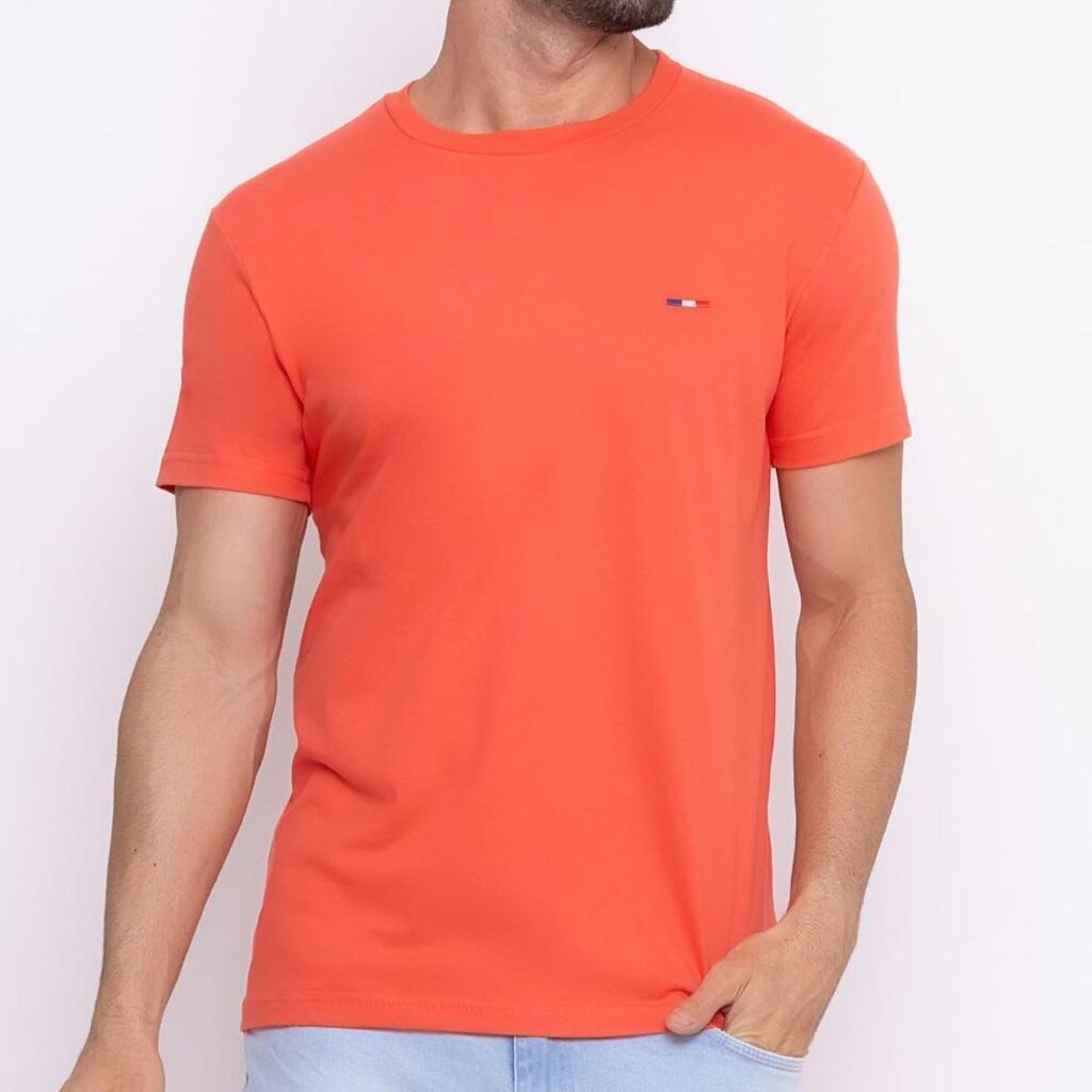 Camisetas FMF Básicas Masculina Industrie em Algodão Premium Bordado França Laranja
