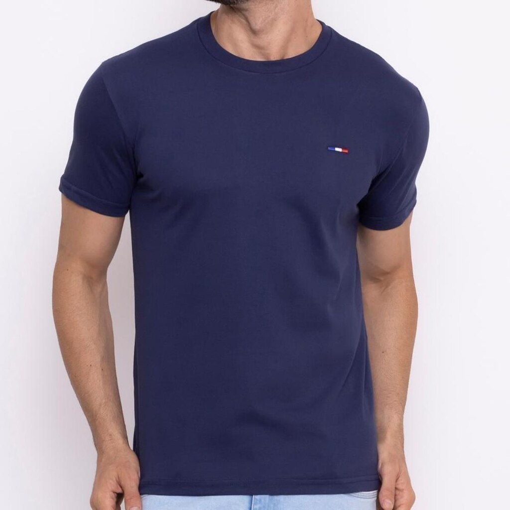 Camisetas FMF Básicas Masculina Industrie em Algodão Premium Bordado França Marinho