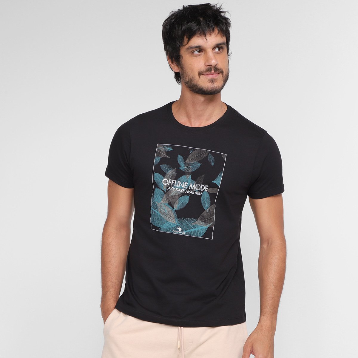 Camisetas Gajang Masculino Gola Careca-24184 - Preto Menor preço em Camisetas Gajang Masculino Gola Careca-24184 - Preto