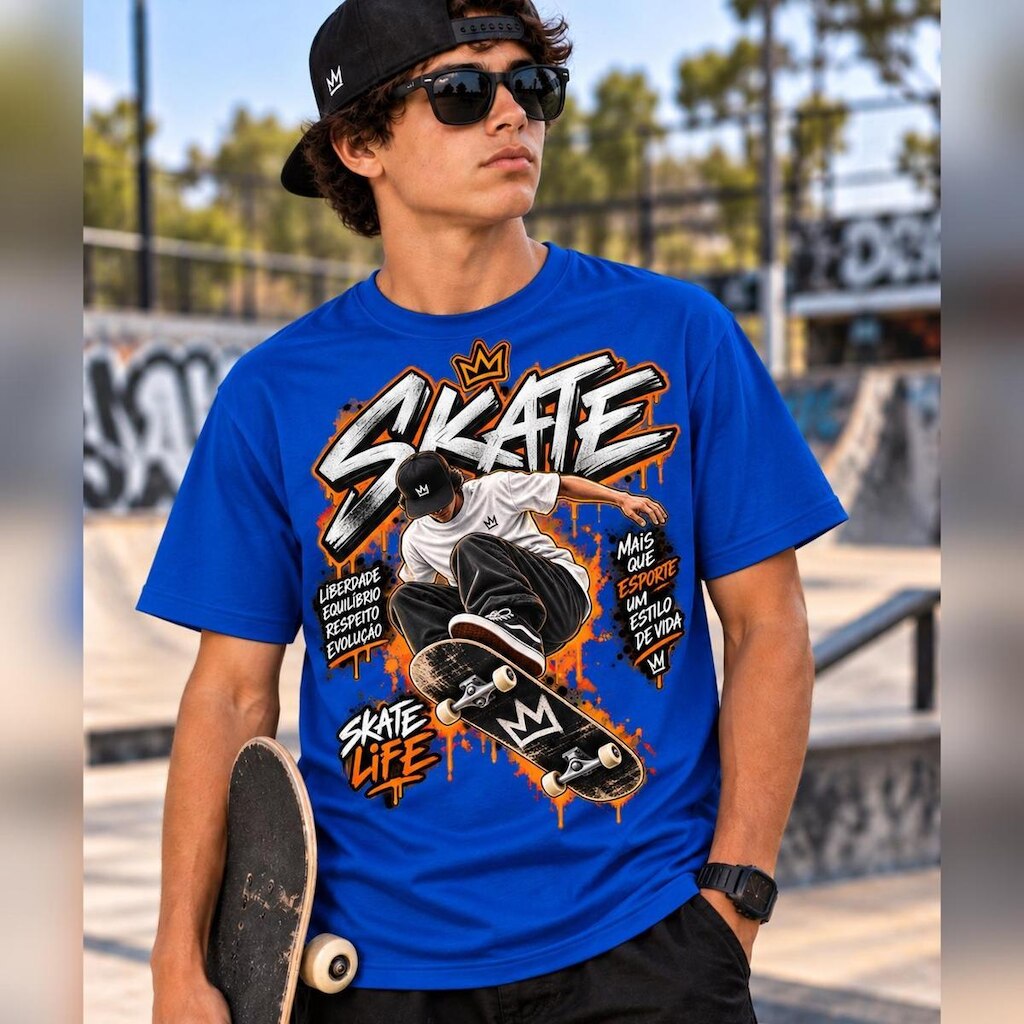 CAMISETAS SKATE LARANJA INFANTIL