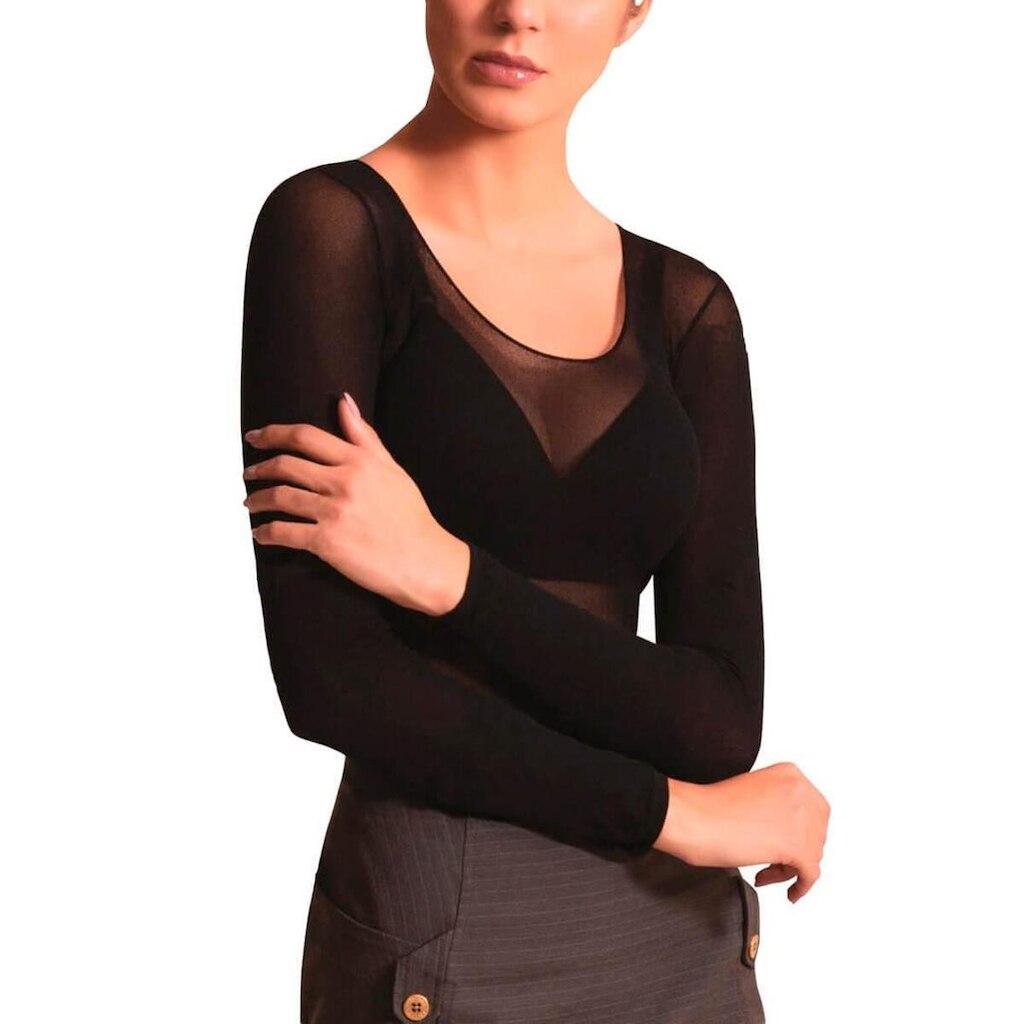 Camisete Blusa Feminina Segunda Pele Manga Longa Decotada Fio 40