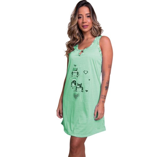 Camisola Malha Estampada Bella Fiore Conforto Alcinha Roupa Para Dormir Linha Noite Feminina