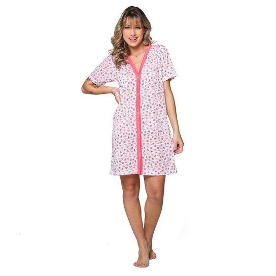 Camisola Maternidade Com Botão Bella Fiore Manga Curta Maternidade Gestante