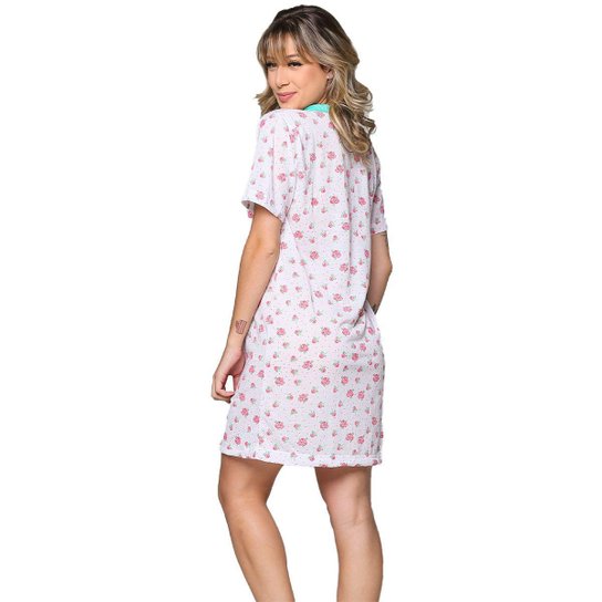 Camisola Maternidade Com Botão Bella Fiore Manga Curta Maternidade Gestante