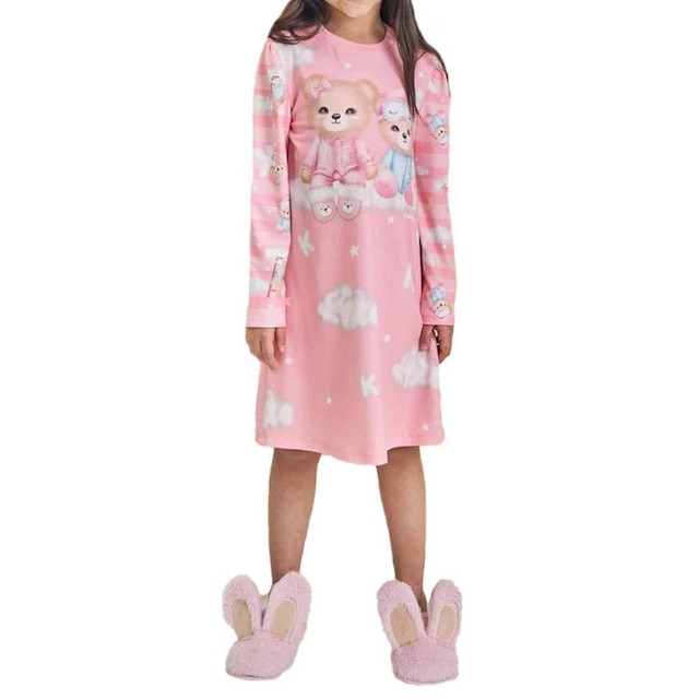 Camisola Menina Kukiê ML Malha Comfy Ursos Rosa - 79219