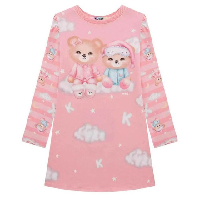 Camisola Menina Kukiê ML Malha Comfy Ursos Rosa - 79219