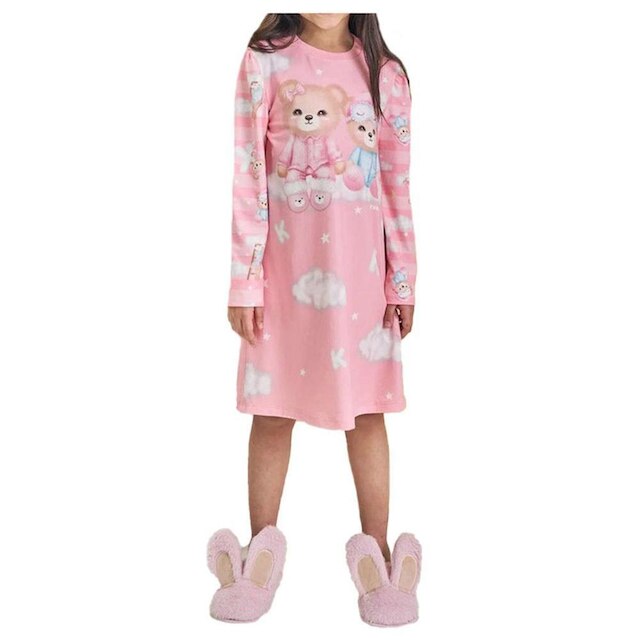 Camisola Menina Kukiê ML Malha Comfy Ursos Rosa - 79219