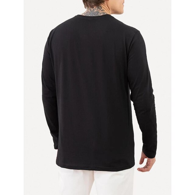 Camsieta King & Joe Masculina Manga Longa Basic Light Small Logo Preta